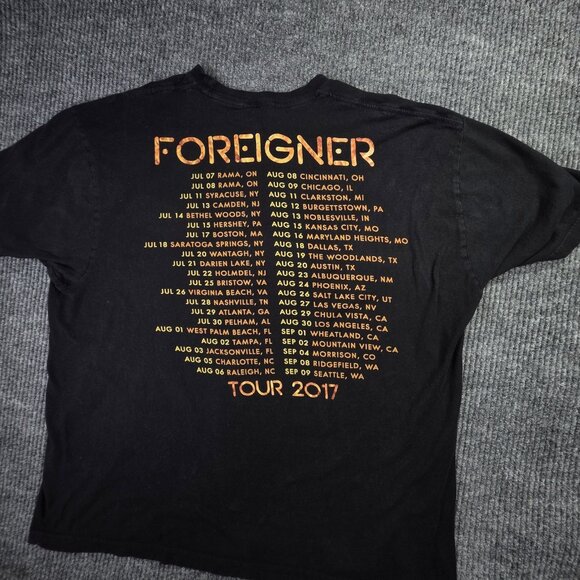 Foreigner Shirt Mens 2XL Black The Flame Still Burns Tour 2017 Band Rock Tee - Picture 4 of 6